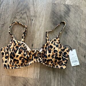 Shade & Shore Leopard Bikini Top 34C NWT